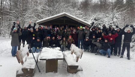 Ein Gruppenbild beim Zwischenstopp